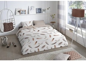 Biancheria da letto in flanella bianca e beige per letto singolo 140x200 cm - Good Morning