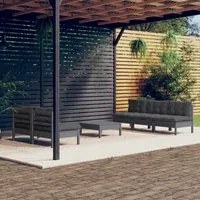 Set Divani da Giardino 6 pz con Cuscini Antracite Legno di Pino 3096090