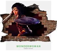 Adesivo parete murale effetto 3D Wonder Woman wall stickers Misura: 150x100 cm