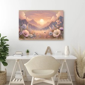 Quadro su tela – Tramonto romantico con prato