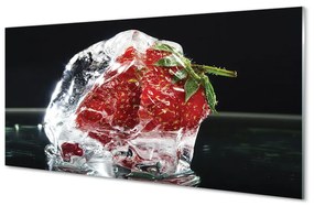 Quadro vetro acrilico Fragole in cubetti di ghiaccio 100x50 cm