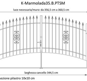 Cancello con serratura manuale Marmolada in ferro, apertura centrale, L 358.5, H 165-195 cm, di colore bianco