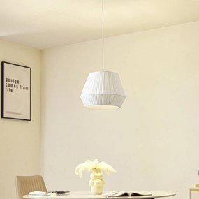 Lampada a sospensione Lindby Vitore, Ø 40 cm, tessuto, bianco