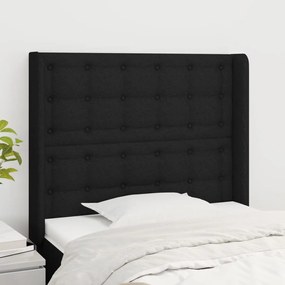 Testiera Ad Orecchio Nera 83x16x118/128 Cm İn Tessuto /