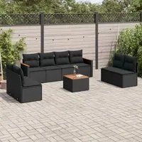 Set Divani da Giardino 9 pz con Cuscini Nero in Polyrattan 3225894