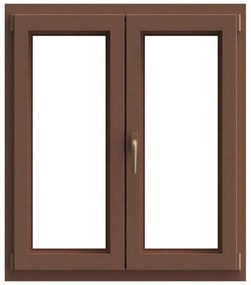 Finestra in PVC rovere dorato L 100 x H 120 cm, 2 ante apertura a destra