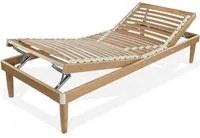 Rete letto in legno 90x185 h 52 cm Singola con 26 doghe Faggio Oscillanti Alzata manuale