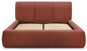 Letto matrimoniale imbottito arancione con vano contenitore con griglia 180x200 cm Vernon - Bobochic Paris