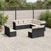 Set Divani da Giardino 11 pz con Cuscini in Polyrattan Nero 3249655