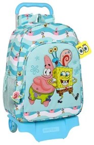 Trolley per la Scuola Spongebob Stay positive Azzurro Bianco (33 x 42 x 14 cm)