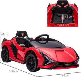 Macchina Elettrica per Bambini 12V con Licenza Lamborghini Sian FKP 37 Rossa...