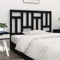 Testiera per Letto Nera 125,5x4x100cm in Legno Massello di Pino