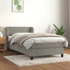 Giroletto A Molle Con Materasso Grigio Chiaro 100x200cm Velluto /