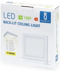 Aigostar - LED Plafoniera LED/12W/230V 17,3x17,3 cm 3000K bianco