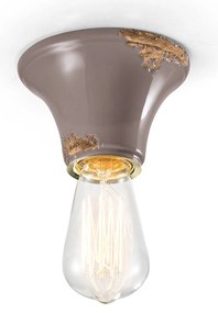 Plafoniera Vintage Tonda Piccola Ceramica Tortora 1 Luce E27