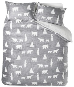 Set copripiumino e federa grigio in sherpa per letto matrimoniale 200x200 cm Cosy Polar Bear – Catherine Lansfield
