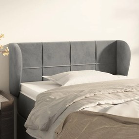 Testiera Ad Orecchio Grigio Chiaro 83x23x78/88 Cm İn Velluto /