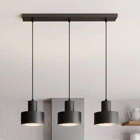 SIGMA Lampada a sospensione Rif, lineare a 3 luci, nero