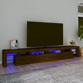 Mobile porta tv con luci led rovere marrone 260x36,5x40 cm