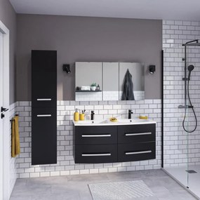 Mobile da bagno sotto lavabo SENSEA Perla nero laccato opaco L 121 x H 53.7 x P 47 cm 4 cassetti, lavabo non incluso