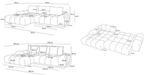 Divano angolare grigio tortora allungabile e con contenitore (penisola a destra/chaise lounge) con rivestimento in ciniglia Everest – Bobochic Paris