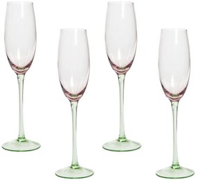 Set di 4 flute da champagne vetro rosa e verde 20 cl DIOPSIDE Beliani