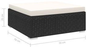 Poggiapiedi modulare 1 pz con cuscino in polyrattan nero