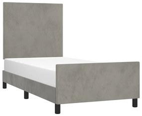 Giroletto con testiera grigio chiaro 80x200 cm in velluto