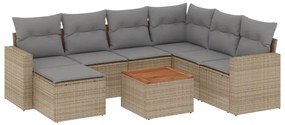 Set divano da giardino 8 pz con cuscini beige misto polyrattan