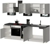 Composizione Cucina moderna 255X60-34X85-71cm - NAUTILUS Colore: bianco laccato lucido/report