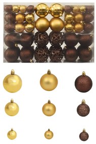 Set Palline di Natale 100 pz 3/4/6 cm, Marrone/Bronzo/Oro