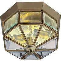 Plafoniera Contemporanea Pisa Iii Ottone Vetro 1 Luce E14