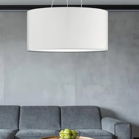 Lampadario Moderno Cilindro teletta bianca bianco paralume bianco e bianco sporco E27 Ø80cm