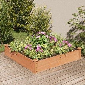 Fioriera Da Giardino Fodera Marrone 120x120x25cm Massello Abete /