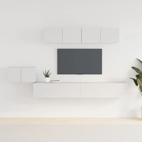 Set Di Mobili Porta Tv 5 Pz Bianco İn Legno Multistrato /