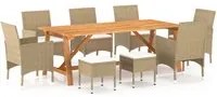 Set Mobili da Pranzo per Giardino 9 pz Beige cod mxl 69223