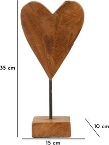 Scultura Cuore In Teak Ric. Cm 15X10X35 (Pezzi Unici - Non Rip. In Serie)