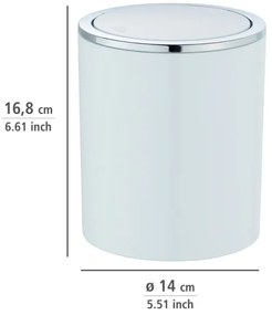 WENKO 23930100 - Cestino INCA 14x16,8 cm bianco/lucido, cromo