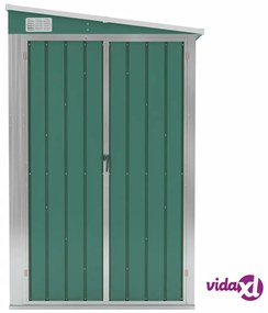 vidaXL Capanno Giardino a Parete Verde 118x382x178 cm Acciaio Zincato