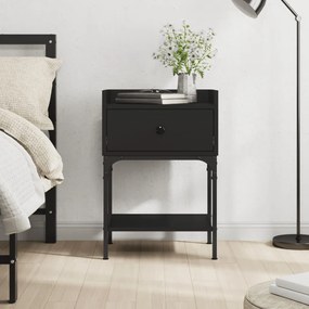 Comodino Nero 40,5x31x60 Cm İn Legno Multistrato /