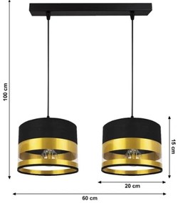 Lampadario su filo MILO 2xE27/60W/230V dorato/nero