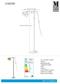 Markslöjd 107231 - Lampada da terra CHESTER 1xE27/40W/230V nero/bronzo