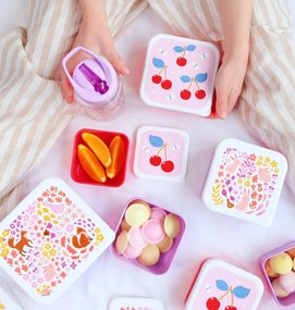 A Little Lovely Company - set di quattro scatole merenda - ciliegie