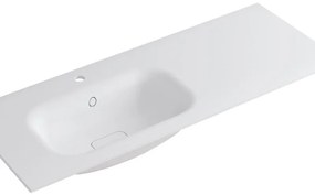 Lavabo a incasso rettangolare vasca a sinistra L 120.5 x H 15 x P 46 cm in resina bianco lucido