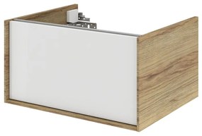 Mobile da bagno sotto lavabo SENSEA Neo Frame bianco e noce laccato lucido L 60 x H 32 x P 48 cm 1 cassetto, lavabo non incluso
