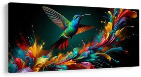 Quadro su tela – Colibrì ed esplosione di colori