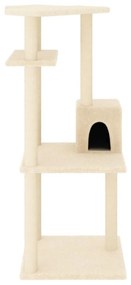 Albero per gatti con tiragraffi in sisal crema 123 cm