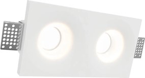 Portafaretto Rettangolare 190x100mm 2xGU10 in Gesso Pitturabile Curvo