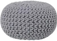 Pouf ottomana grigio scuro in cotone lavorato a maglia perline EPS riempimento rotondo piccolo poggiapiedi 40 x 25 cm