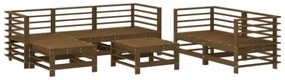 Set Salotto da Giardino 7 pz Miele in Legno Massello di Pino